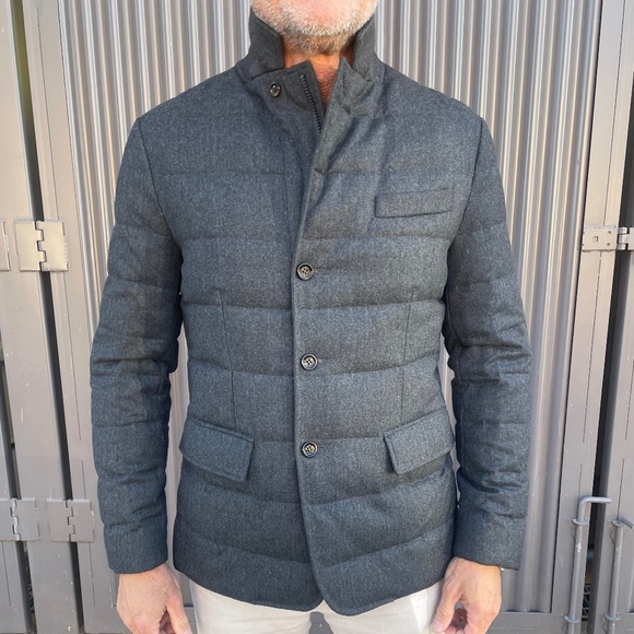 Moncler Wool Down Jacket Charcoal GrayTailored Structured Fit